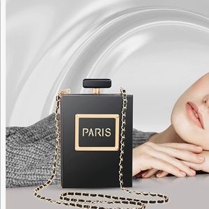 🔥 Women's Acrylic Paris Perfume Shaped Black Bag Clutch Evening Bags Vintage
